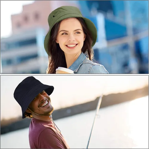 Vista 6 de SATINIOR Sombrero de pescador de 4 piezas, sombrero de sol, sombrero de viaje plegable, sombrero de pesca en la playa para hombres y mujeres