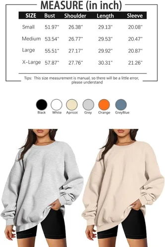 Vista 5 de EFAN Sudaderas de gran tamaño para mujer, con forro polar, cuello redondo, suéteres casuales y cómodos, ropa de moda de otoño 2023