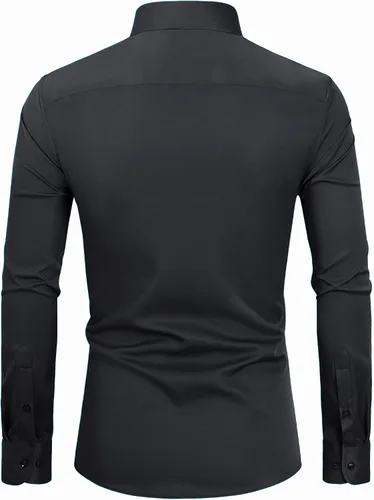 Vista 2 de DEMEANOR Camisas de vestir para hombre, camisas de vestir de manga larga para hombre, camisas ajustadas con botones, camisas grandes y altas