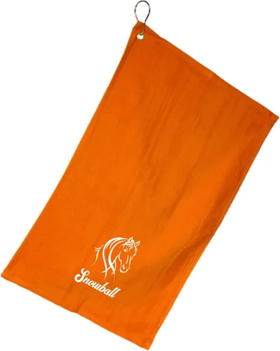 Vista 4 de SONA G DESIGNS Toalla de mano bordada de caballo de algodón con clip - se puede personalizar (Aqua)