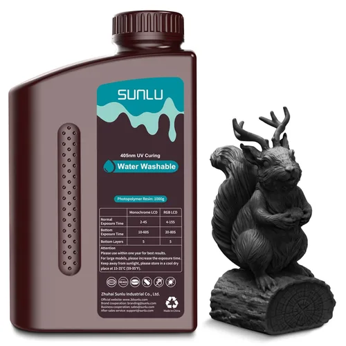 Vista 25 de SUNLU - Resina lavable al agua de 1000 g, resina de impresora 3D de curado rápido para impresoras 3D de resina LCD DLP SLA, resina de fotopolímero