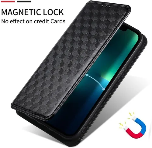 Vista 3 de Funda compatible con OnePlus Ace 3V, compatible con 1+ Ace 3V 5G de piel sintética, tarjeteros con cierre magnético, color negro