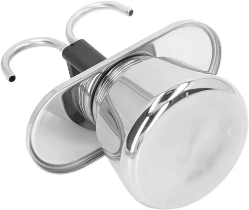 Vista 7 de Olla Moka de acero inoxidable, máquina de café expreso, olla moka de doble tubo de 3.4 fl oz, cafetera italiana y cubana con colador para café