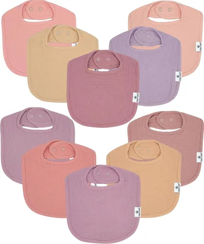 Vista 8 de Diaper Squad 10-Pack Organic Cotton Baby Bibs for Baby Boy, Girl Pastel