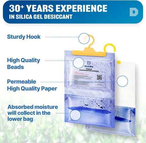 Vista 5 de Dry & Dry Deshumidificadores absorbentes de humedad prémium para el hogar, sótano, dormitorio, pequeños deshumidificadores – absorbentes de humedad