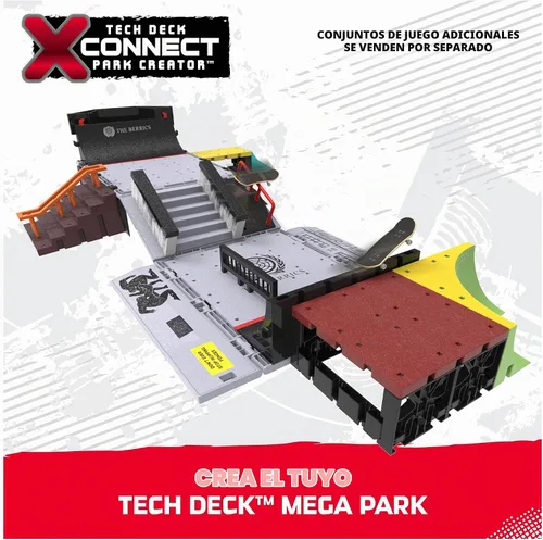 Vista 5 de Tech Deck, Quarter Bowl Ruckus X-Connect Park Creator, juego de rampas personalizable y construible con monopatín de dedos exclusivo, juguete