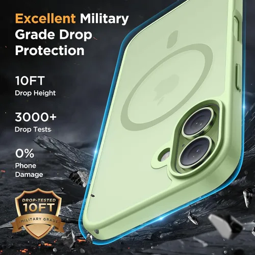Vista 4 de Miracase - Funda magnética para teléfono 17 (compatible con MagSafe) con protector de pantalla de grado militar, funda mate translúcida antihuellas
