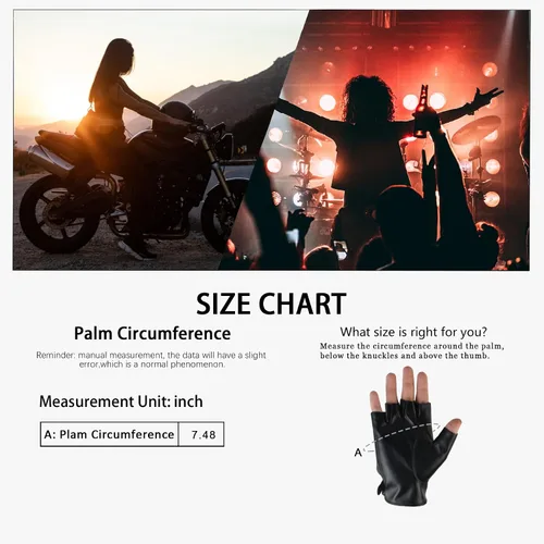 Vista 5 de Long Keeper Guantes sin dedos para mujer, guantes de piel sintética de medio dedo, guantes sin forro para motocicleta, ciclismo, conducción, sin