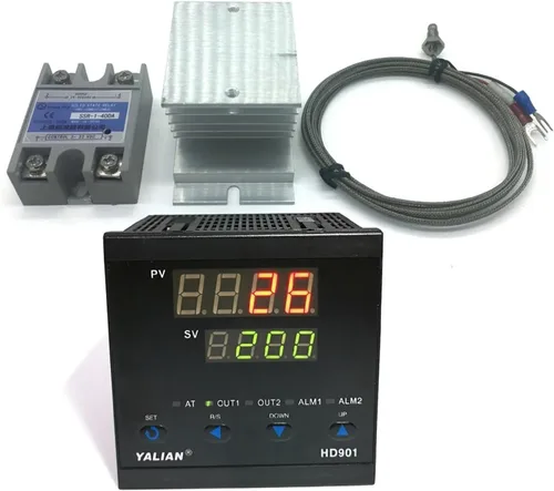 Vista 4 de 100V-240V pid Digital Temperature Controller Max Temperature Range 1372 Degrees Celsius+Radiator+2M K Thermocouple+Max 40A SSR(HD101)