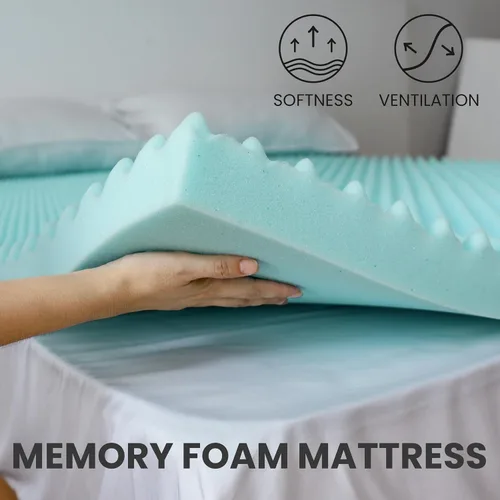 Vista 2 de Simple&Opulence Cubrecolchón de espuma viscoelástica con caja de huevos de 3 pulgadas, protector de colchón de gel refrescante, espuma contorneada