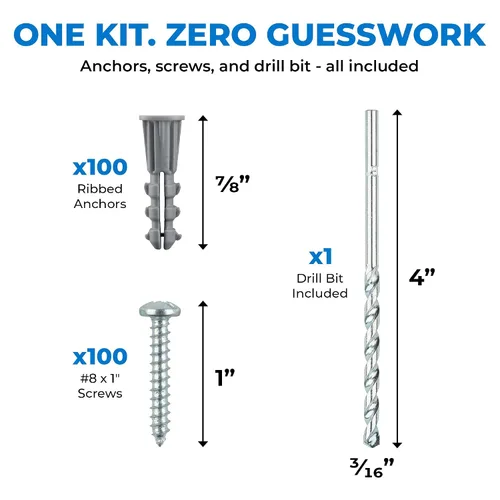 Vista 6 de Qualihome Kit de Anclajes de Plástico Acanalado para Paneles de Yeso - Anclajes de Pared y Tornillos para Paneles de Yeso Incluye Anclajes