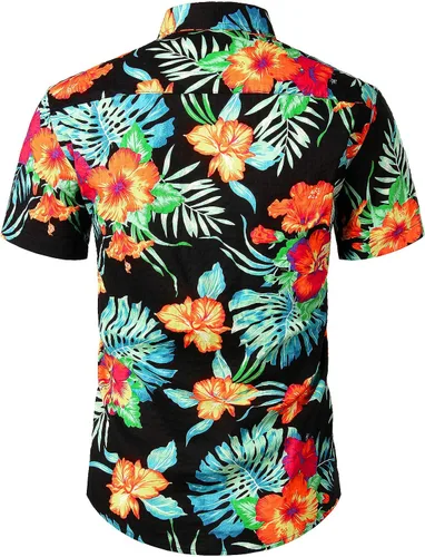 Vista 4 de Jogal - Camisa hawaiana de manga corta con botones para hombre
