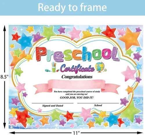 Vista 2 de Fancy Land Certificados de graduación Certificado de grado preescolar, diploma preescolar, promoción de jardín de infantes, recompensa de estrella