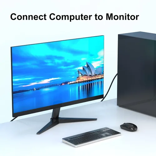 Vista 3 de Cable HDMI a VGA de 6 pies macho a macho, cable adaptador activo chapado en oro, convertidor de conector para conectar computadora portátil