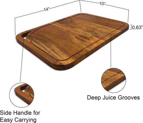 Vista 3 de Affinity Decor Tabla de cortar grande 100% madera para queso de cocina, tablas de charcutería resistentes, platos para servir con asas y ranuras