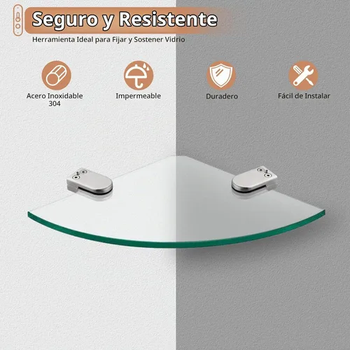 Vista 4 de KAMTOP Paquete de 8 abrazaderas de vidrio, soportes ajustables de acero