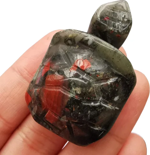 Vista 3 de 1 pieza de cristales de tortuga de labradorita negra y piedras curativas, escultura coleccionable de animales tallados a mano de 1.5 pulgadas