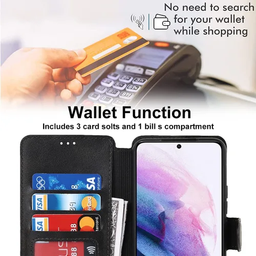 Vista 2 de QLTYPRI Para Samsung Galaxy A14 Case Premium PU Leather Simple Wallet Case [Ranuras para tarjetas] [Soporte manos libres] [Cierre magnético] Funda