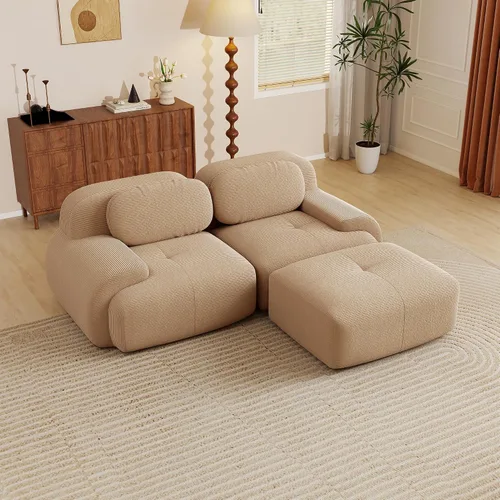 Vista 102 de Sofás seccional modular de 80" sin huesos modernos para sala de estar, juego de sofás comprimidos de 2 plazas con asiento profundo, sin necesidad