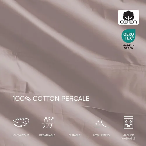 Vista 4 de Lacoste - Juego de sábanas de percal 100% algodón de 3 piezas – Ropa de cama ligera y ultrasuave con bolsillos profundos, resistente a las arrugas