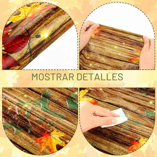 Vista 5 de Tranqun 4 manteles de plástico de otoño con diseño de calabaza, 108 x 54