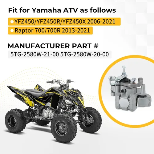 Vista 2 de M MATI Pinza de freno trasera para Yamaha YFZ450/YFZ450R/YFZ450X 2006-2021 Raptor 700/700R 2013-2021 5TG-2580W-21-00 5TG-2580W-20-00