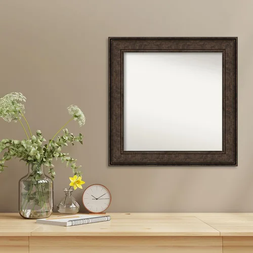 Vista 975 de Amanti Art Espejo de pared personalizado no biselado (25 x 25 pulgadas), marco de bronce acentuado, varios tamaños personalizados, espejo de baño