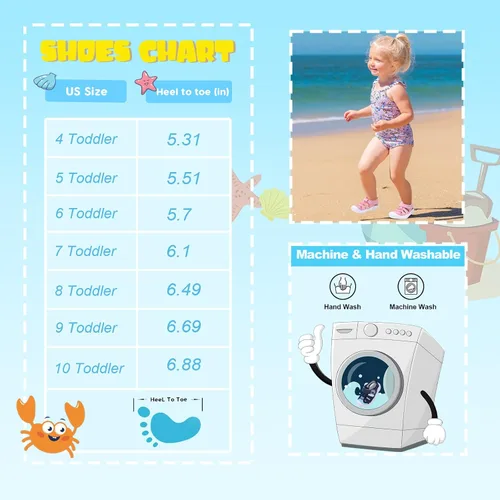 Vista 6 de JOINFREE Zapatos de agua para niños y niñas, transpirables, Qucik Dry Sport Playa, sandalias ligeras y flexibles