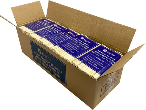 Vista 7 de KingSeal - 100 pinchos de madera de bambú natural de manzana, palitos de 5.5 pulgadas x 0.256 in de diámetro, punto romo para seguridad, paquete al