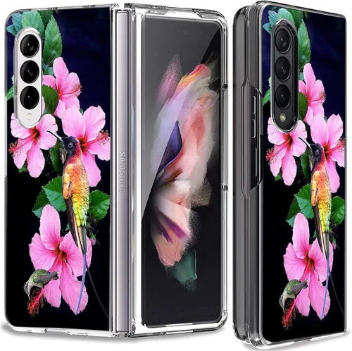 Vista 15 de Bcov Funda para Galaxy Z Fold 3 5G, atrapasueños, espacio de flores, antiarañazos, sólida, funda protectora a prueba de golpes para Samsung Galaxy Z