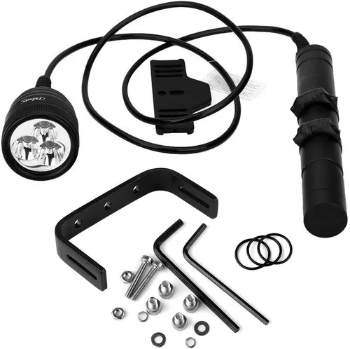 Vista 6 de SecurityIng DF06 3000LM - Luz de buceo con bote primario, 3 LED, linterna subacuática de 492 pies/492.1 ft con cable de 3.9 ft para buceo