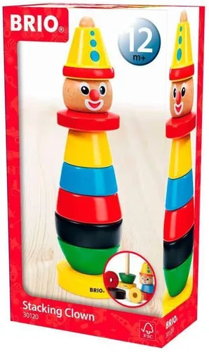 Vista 4 de BRIO Infant & Toddler 30120 - Stacking Clown - 9 Piece Wood Stacking Toy for Kids Ages 1 and Up