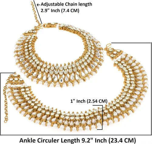 Vista 4 de Efulgenz Indian Bollywood Wedding Anklets for Women Crystal Rhinestone Faux Kundan Wedding Bridal Payal Foot Jewelry Anklet For Women
