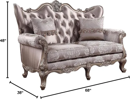 Vista 2 de Acme Jayceon - Sofá biplaza de tela copetudo con 2 almohadas en color beige champán
