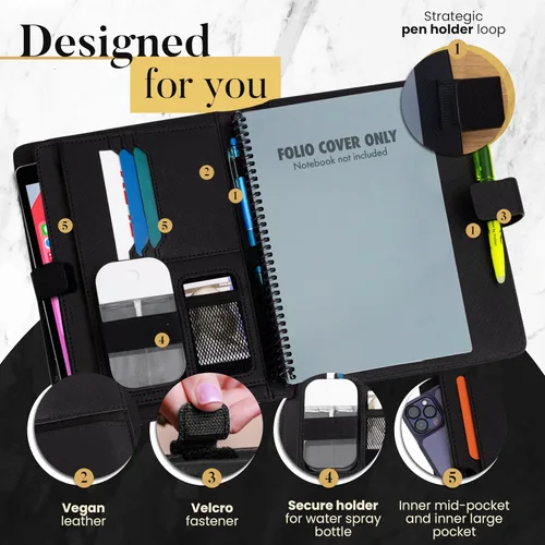 Vista 3 de Cubierta de folio premium compatible con Rocketbook Everlast, Wave, Fusion, Panda, cuaderno inteligente reutilizable - Tamaño ejecutivo A5 Old