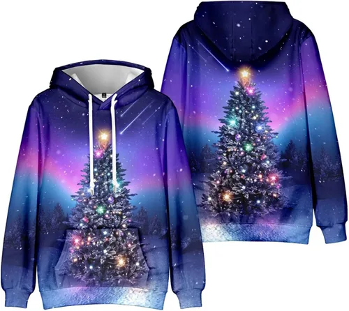 Vista 2 de Men Christmas Hoodies Big And Tall Cotton Lightweight Graphic Ugly Christmas Sweatshirt Personalized Soft Pullover