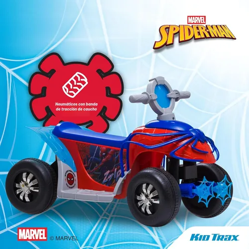 Vista 6 de Kid Trax - Cuatriciclo de juguete premium para montar con diseño de Spider-Man de Marvel para niños pequeños de 18 a 30 meses y con un peso máximo