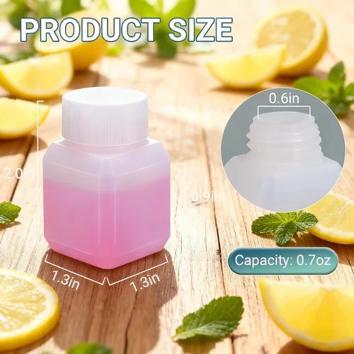 Vista 5 de Botellas de plástico recargables con tapas, botellas de viaje a prueba de fugas de HDPE, contenedores de viaje de grado alimenticio para líquidos