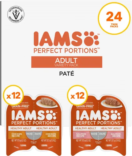 Vista 20 de IAMS Perfect Portions - Paté de comida húmeda para gatos adultos saludables, sin granos, receta de pollo, 2.6 onzas, bandejas gemelas fáciles
