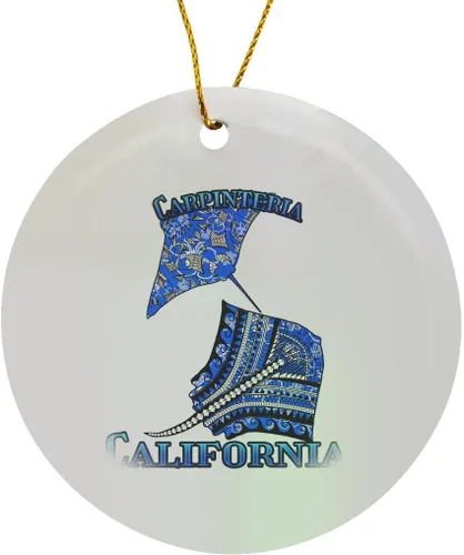 Vista 8 de 3 inch Snowflake Porcelain Ornament - Blue Tribal Stingray for Any Vacation to Carpinteria, California Creative Studios Tribal Stingrays