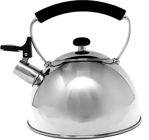 Vista 3 de Norpro Hervidor de té silbante de acero inoxidable 8.5" x 7.875" x 7.875