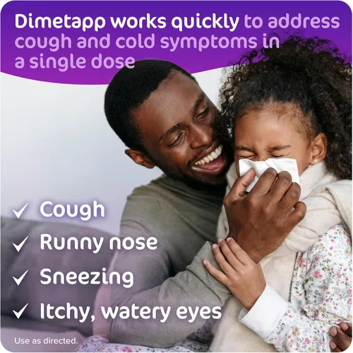 Vista 2 de Medicina para resfriado y tos de Dimetapp para niños, antihistamínico, nariz mocosa, estornudos, ojos picazón, aguados, sabor uva, sin alcohol