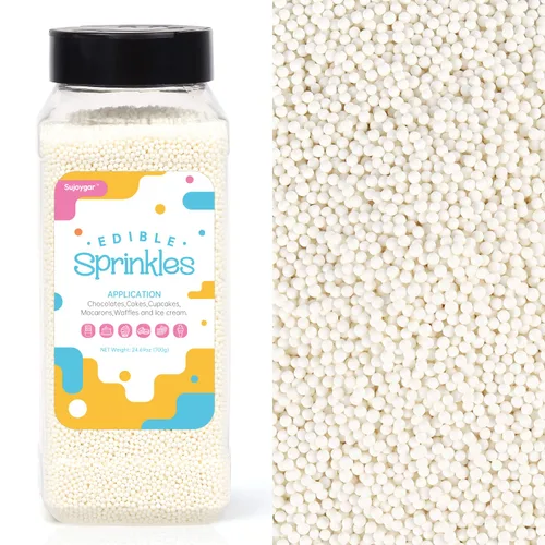 Vista 14 de Gránulos de arcoíris para decoración de pasteles, 1.54 libras Nonpareils arcoíris