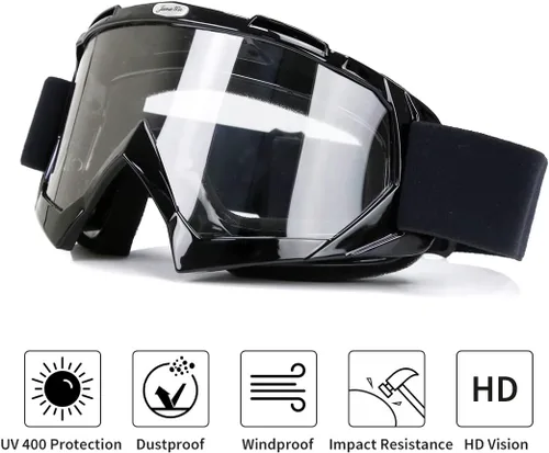 Vista 3 de JAMIEWIN - Gafas de motocross ATV para bicicleta de tierra, motocicleta, UTV MX OTG, gafas para carretera fuera de pista, lentes transparentes anti