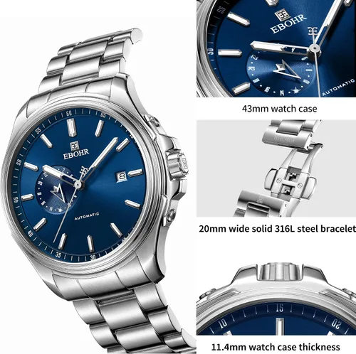 Vista 3 de Men's Diver Mechanical Watch, High Energy Mechanical Core Multifunctional Luminous Dial Advanced Outdoor Waterproof Deep Diving Easy Read, Gift for