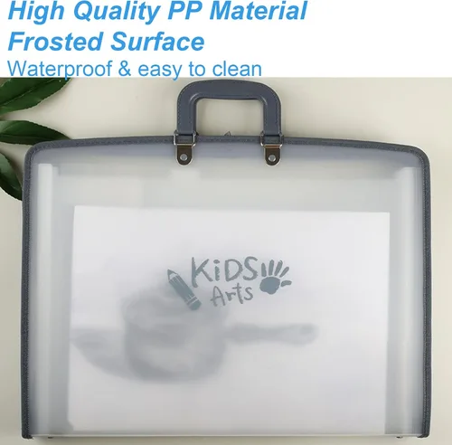 Vista 4 de Acocony - Organizador de archivos de 11 x 17 pulgadas con 13 bolsillos 11x17 portfolio folder for artwork with Handle and Zipper Closure, Frosted