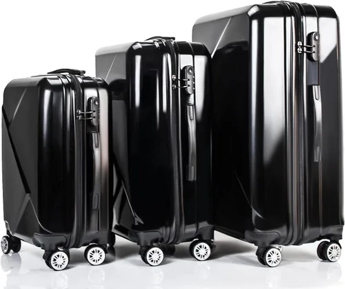Vista 3 de Equipaje conjuntos, pc+abs Hardshell ligero durable Spinner ruedas maleta, Negro -, Equipaje conjuntos, pc+abs Hardshell ligero durable Spinner