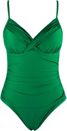 Vista 5 de Hilor Traje de baño de una pieza para mujer, diseño con cuello en V, parte delantera drapeada y control de abdomen
