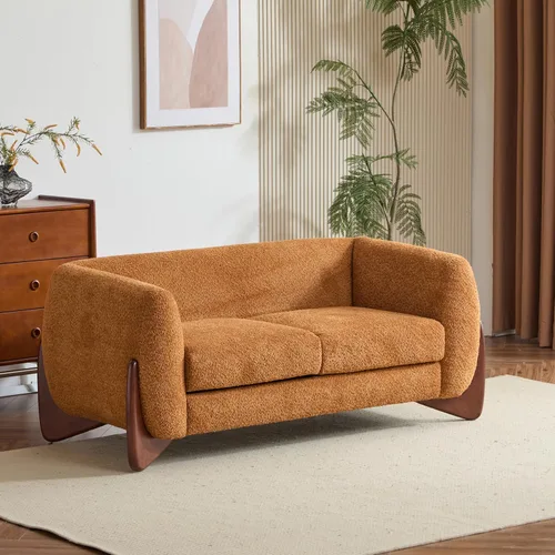 Vista 15 de Christopher Knight Home Alma - Sofá biplaza Boucle de 63 pulgadas con patas de madera, sofá de 2 plazas para sala de estar, sillón tapizado, sofá