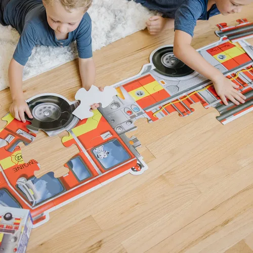 Vista 9 de Enorme rompecabezas de camión de bomberos para piso de Melissa & Doug, (24 unidades, 4 pies de largo)